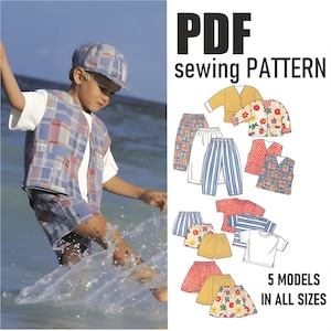 Patrón de costura en PDF / Patrón de camiseta infantil / Patrón para niños / Pantalones infantiles / Camiseta para niñas / Patrón para niños / Descarga instantánea del patrón en PDF