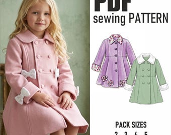 Cartamodello PDF per cucito / Cappotto vintage da bambina / Cartamodello per cappotto da bambina / Capospalla comodo da bambina / Cartamodello per bambini / Download immediato in PDF