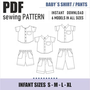 Cartamodello PDF / Cartamodello per camicia da neonato / Pantaloni da neonato / Cartamodello per vestiti da neonato in PDF / Cartamodello per bambini / Neonato / Download immediato della cartamodello in PDF