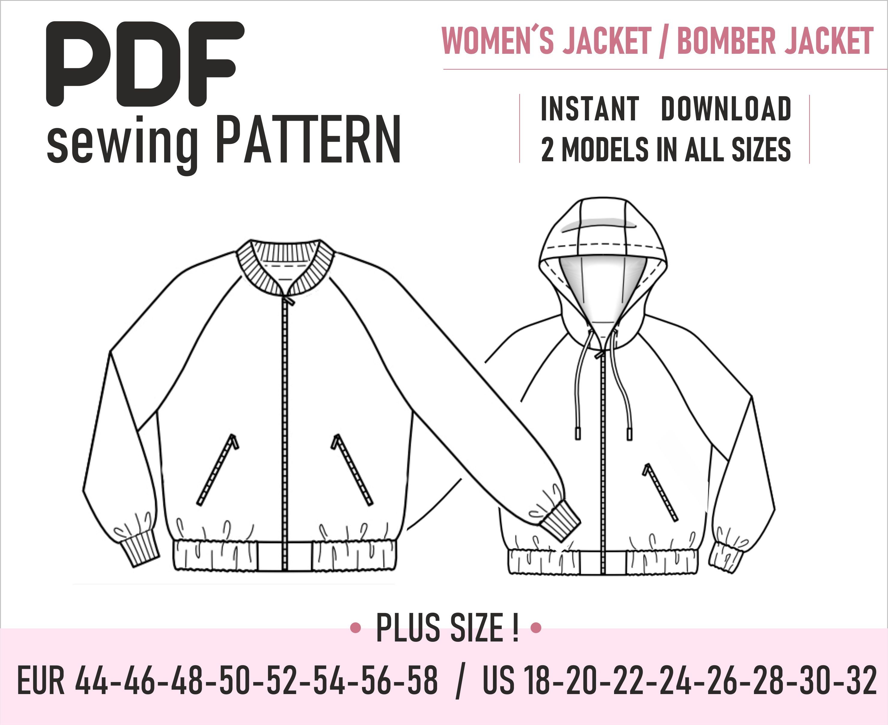 PDF sewing pattern // Womens Jacket / Bomber Jacket // Size | Etsy