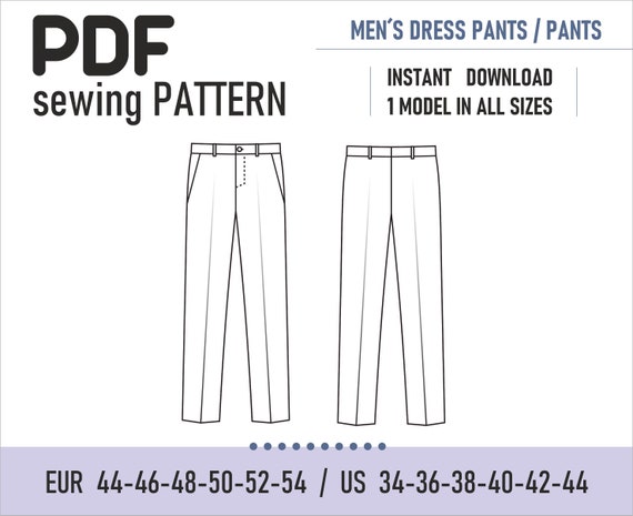 PDF Sewing Pattern // Mens Pants / Dress Pants / Pants for - Etsy