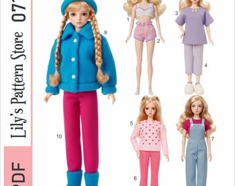 Fashion Doll Sewing Pattern PDF | Vintage 11.5" Doll Clothes Patterns | Printable Pattern Bundle | Ebook PDF Digital Instant Download | 0713