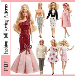 Modepuppe Schnittmuster PDF | Vintage 11.5" Puppenkleidung Muster | Druckbare Muster | Ebook PDF Digitaler Sofort-Download | 0711