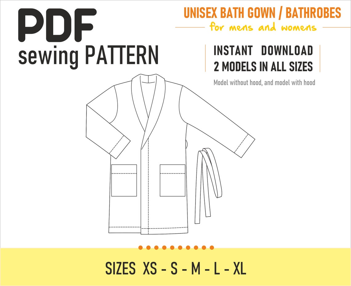 PDF sewing pattern // Bath Gown / Bathrobes // 2in1 // Etsy
