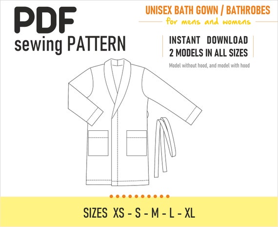PDF sewing pattern // Bath Gown / Bathrobes // 2in1 // | Etsy