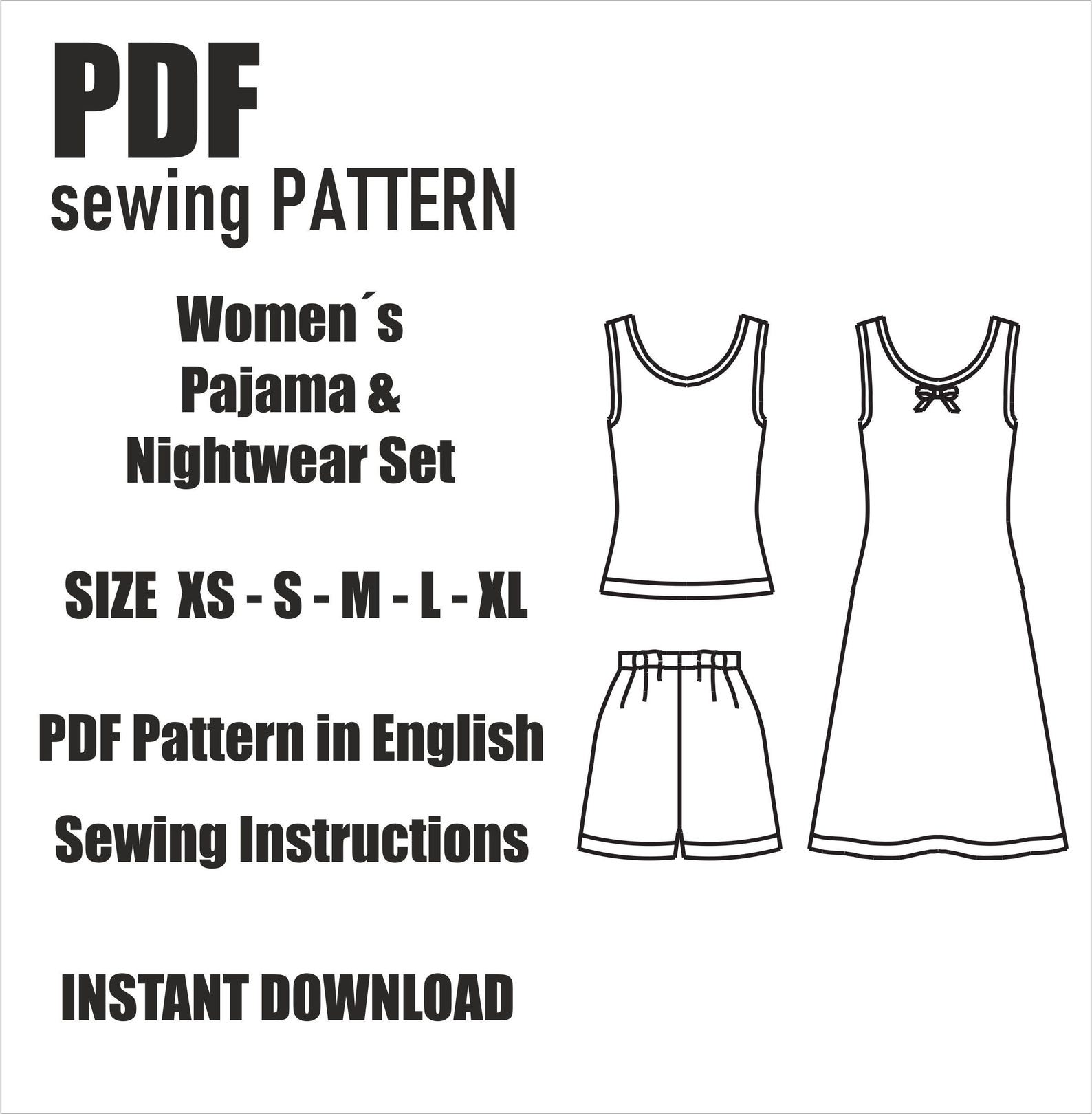 PDF Vintage Sewing Pattern | Women’s Camisole Pajama Bundle | Tank Top ...