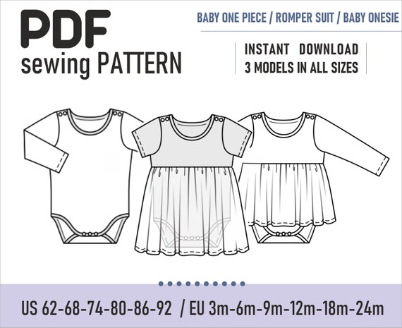 PDF Sewing Pattern // Baby One Piece / Romper Suit / Baby - Etsy