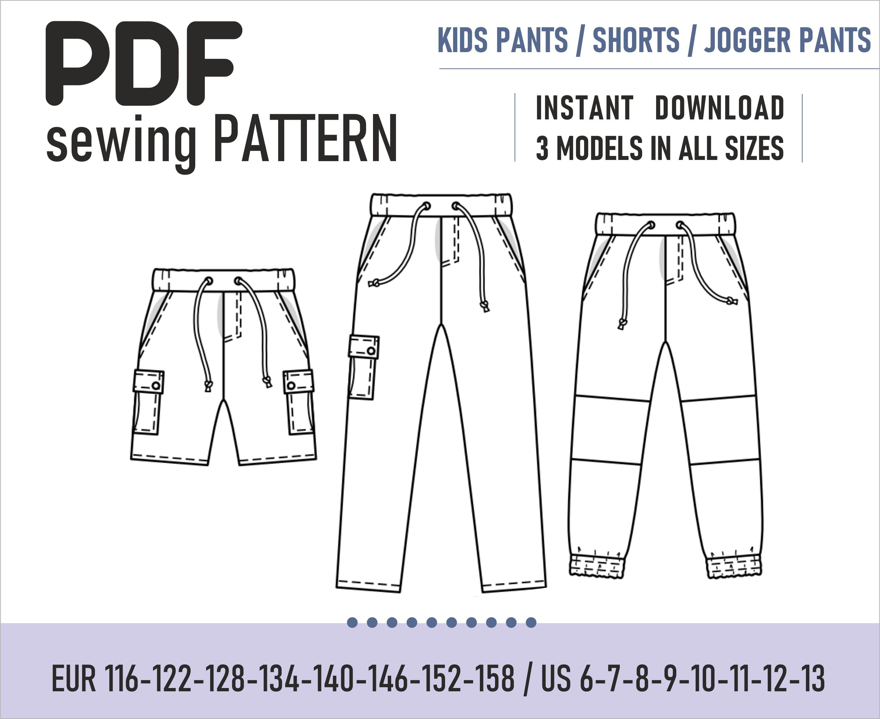 PDF sewing pattern // Kids Pants / Jogger Pant // 3in1 // Size Etsy