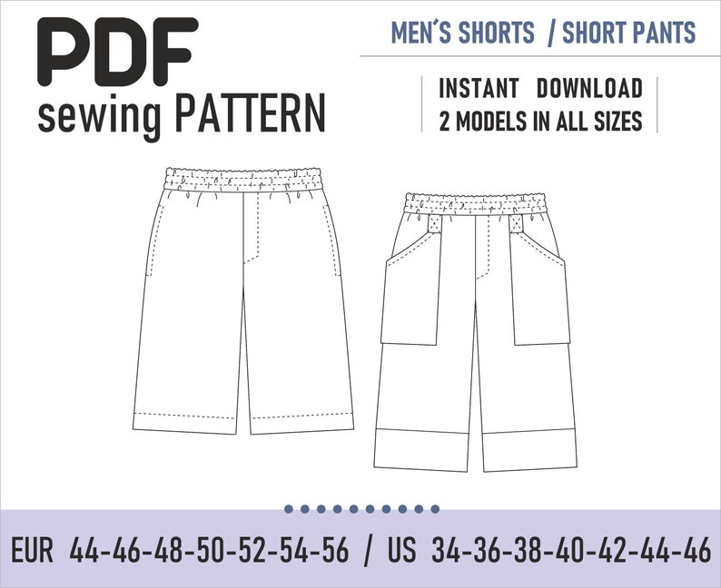PDF Sewing Pattern // Mens Short Pants / Shorts // 2in1 // - Etsy