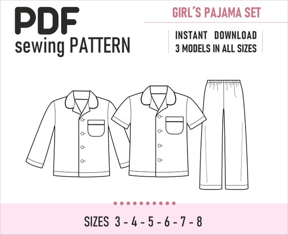 PDF Sewing Pattern / Girls Pajama / Pattern Pajama / Shirt / - Etsy