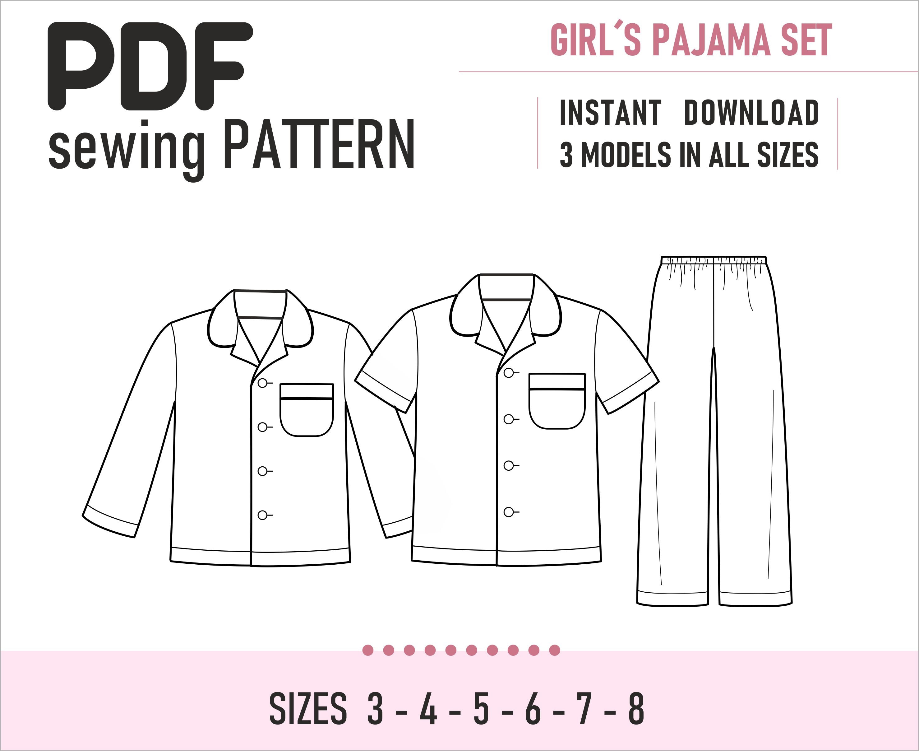 PDF sewing pattern / Girls Pajama / Pattern Pajama / Shirt / Etsy PDF sewing pattern / Girls Pajama / Pattern Pajama / Shirt / Etsy