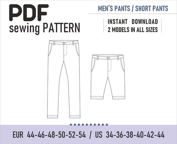 PDF Sewing Pattern // Mens Pants / Short Pants // 2in1 // Size | Etsy