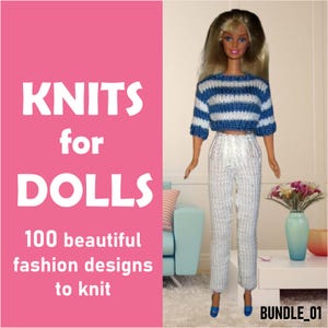 100 Knitting Patterns | PDF Doll Clothes Patterns | Vintage Dolls Knit Outfits | Bundle 01 | Pattern PDF Digital Instant Download