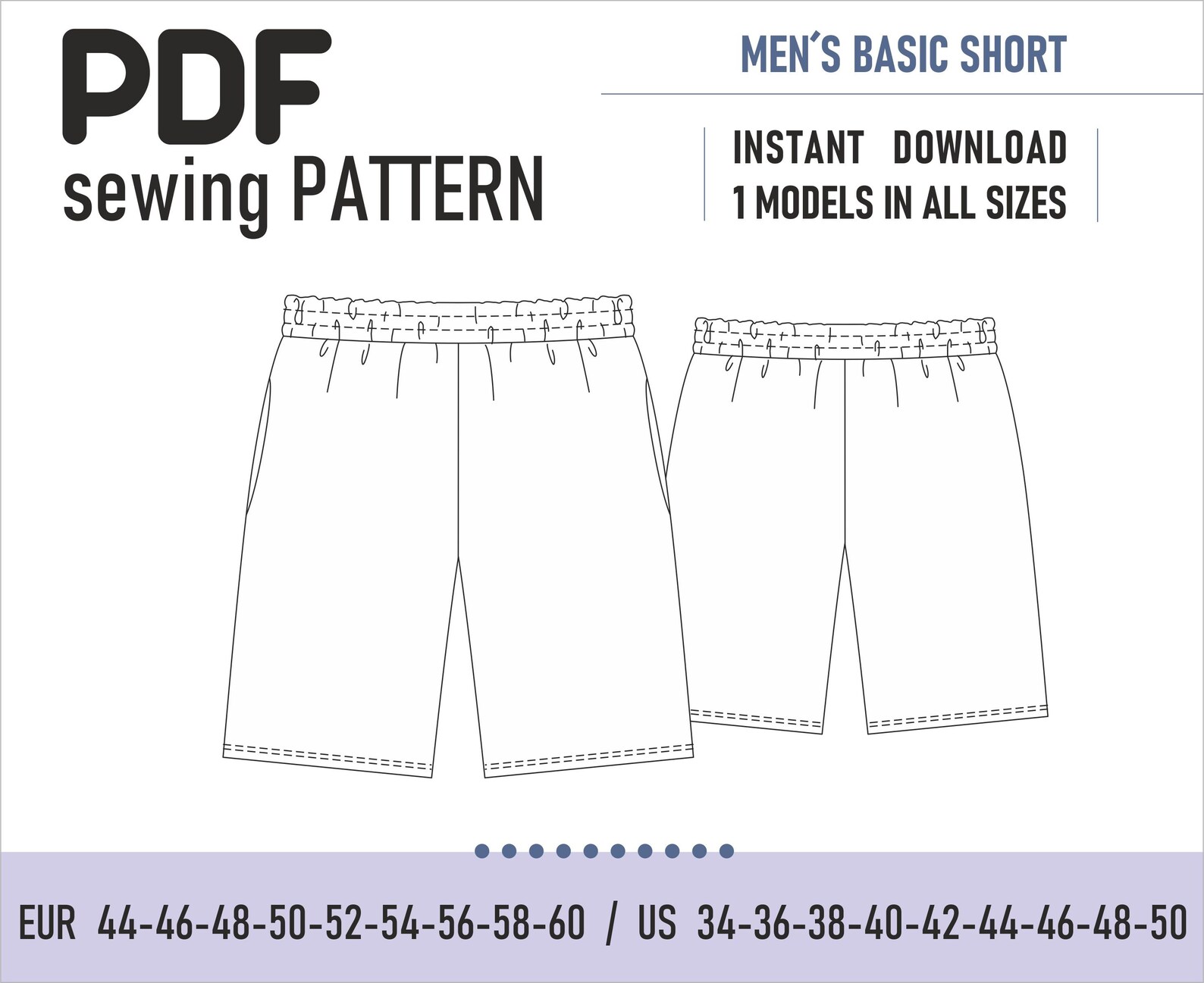PDF Sewing Pattern // Mens Short Pants / Shorts / Basic Short - Etsy