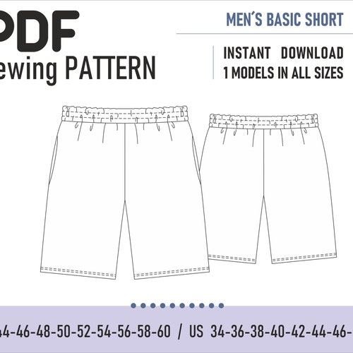 PDF Sewing Pattern // Mens Short Pants / Shorts / Basic Short Etsy