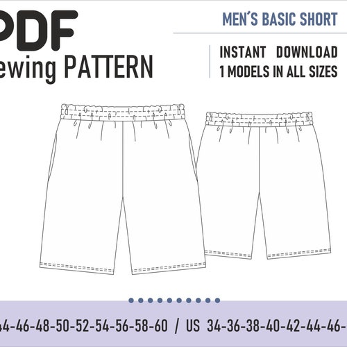 PDF Sewing Pattern // Mens Short Pants / Shorts / Basic Short - Etsy