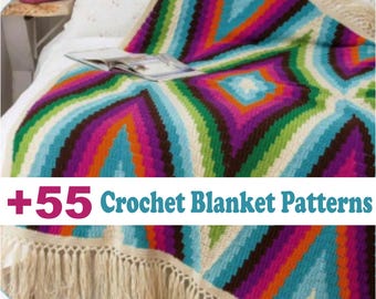 55 Crochet Blanket Pattern | Home Decor Crochet | Cozy Crochet PDF | Living Room Deco | Throw Pattern | Pattern PDF Digital Instant Download