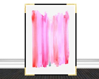 Pink Wall Art, Abstract Artwork Wall Art, Painting Digital Download, Watercolor Poster Decor