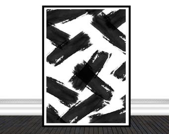 Black Abstract Striped Artwork, Wall Art, Living Room Decor, Modern Poster Art, Digital Download