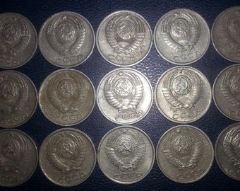 a set of coins 15 pieces of the USSR 10 kopecks  / coins for decor