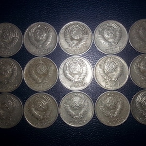 a set of coins 15 pieces of the USSR 10 kopecks  / coins for decor