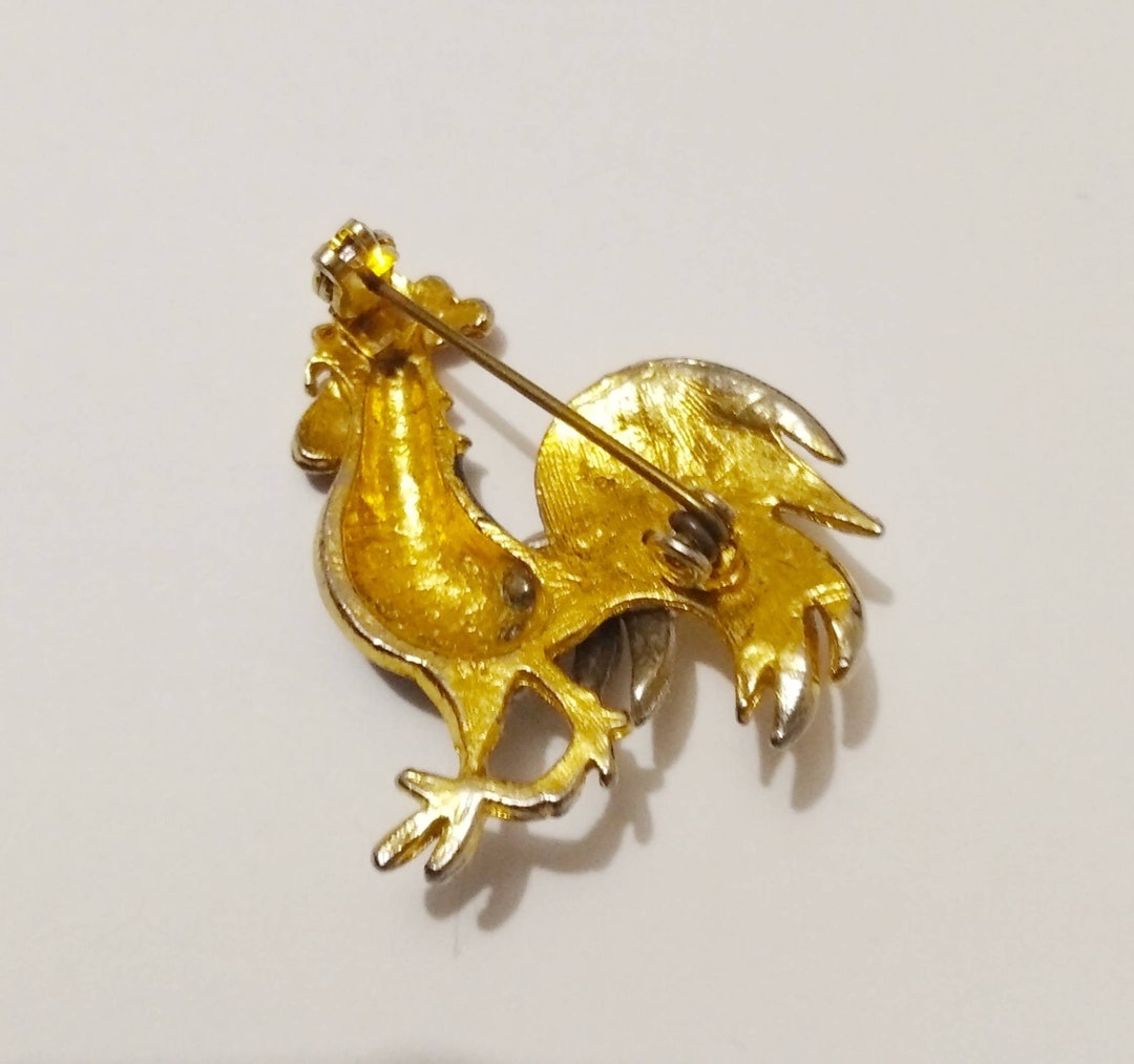 Vintage Rooster Brooch Colored Rooster Brooch Vintage Brooch Etsy