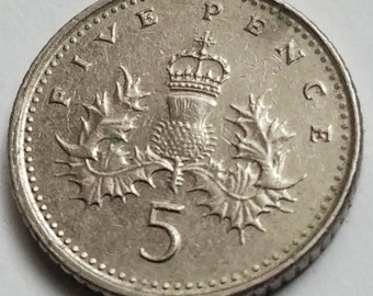 1990年英国5ペンス硬貨：未流通ジュエリークラフトサプライ - Etsy 日本
