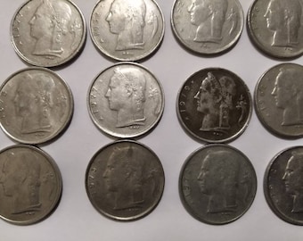 希少な 1887 年ベルギー 1 フラン銀貨 - レオポルド 2 世 - XF+ 状態