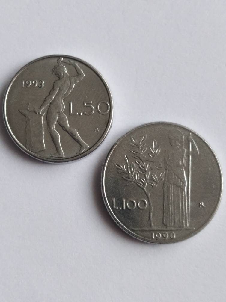 イタリア・リラ硬貨セット：1990年と1993年の収集用通貨 - Etsy 日本