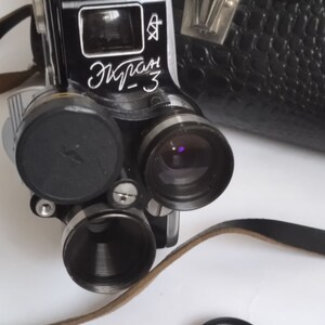 Fotocamera vintage EKRAN 3, fotocamera retrò Ekran 3, fotocamera vintage Ekran 3, fotocamera a pellicola sovietica Ekran 3, custodia in pelle