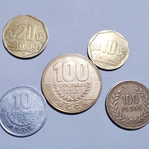 Latin American coins, set of 5 Latin American common coins