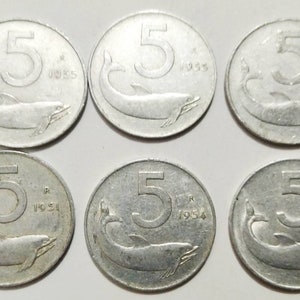 Set of 6 Italian coins 1950s