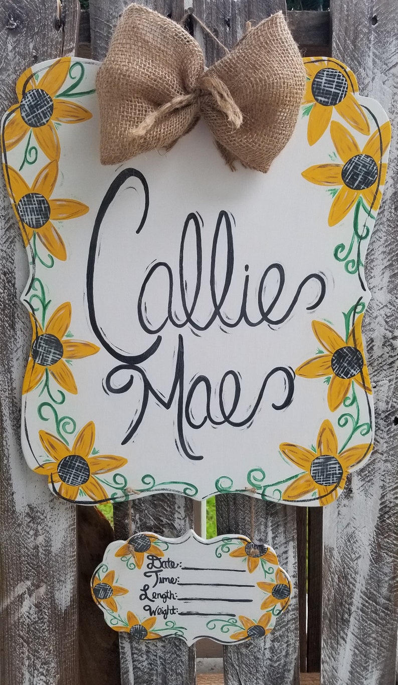 Sunflower Hospital Door Hanger Birth Announcement Etsy