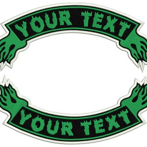 Toppa ricamata personalizzata per motociclisti: Double Flame Rocker