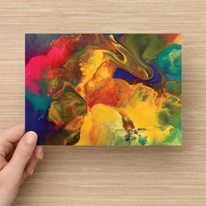 5 x 7 MINiPRINT ANSICHTKAART - "Steenboknevel" - SciFi Fantasy - Fluid Art - Postkaart - Mini Print - Vloeiend schilderij - 5 x 7 print