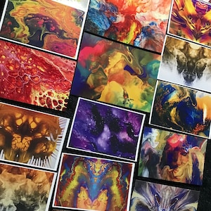 20 POSTKARTEN (2 Größen) - GESAMTES SET von Fluid Art Mini Prints - Sammler Kunstkarten 4 “x6” (18) und 5”x7” (2) - "Art of Illusion" Postkarten