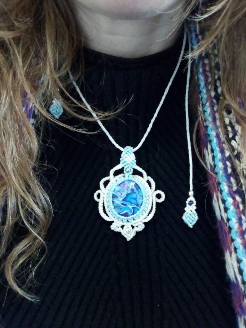 polimery clay macrame vikings clay jewelry,pendant macrame,necklace boho with clay healing jewelry