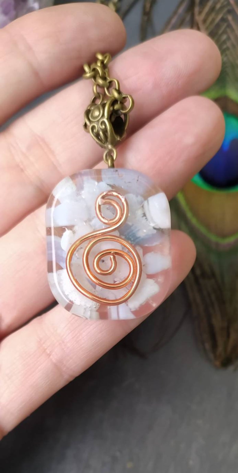 Orgonite necklace with botswuana agate
