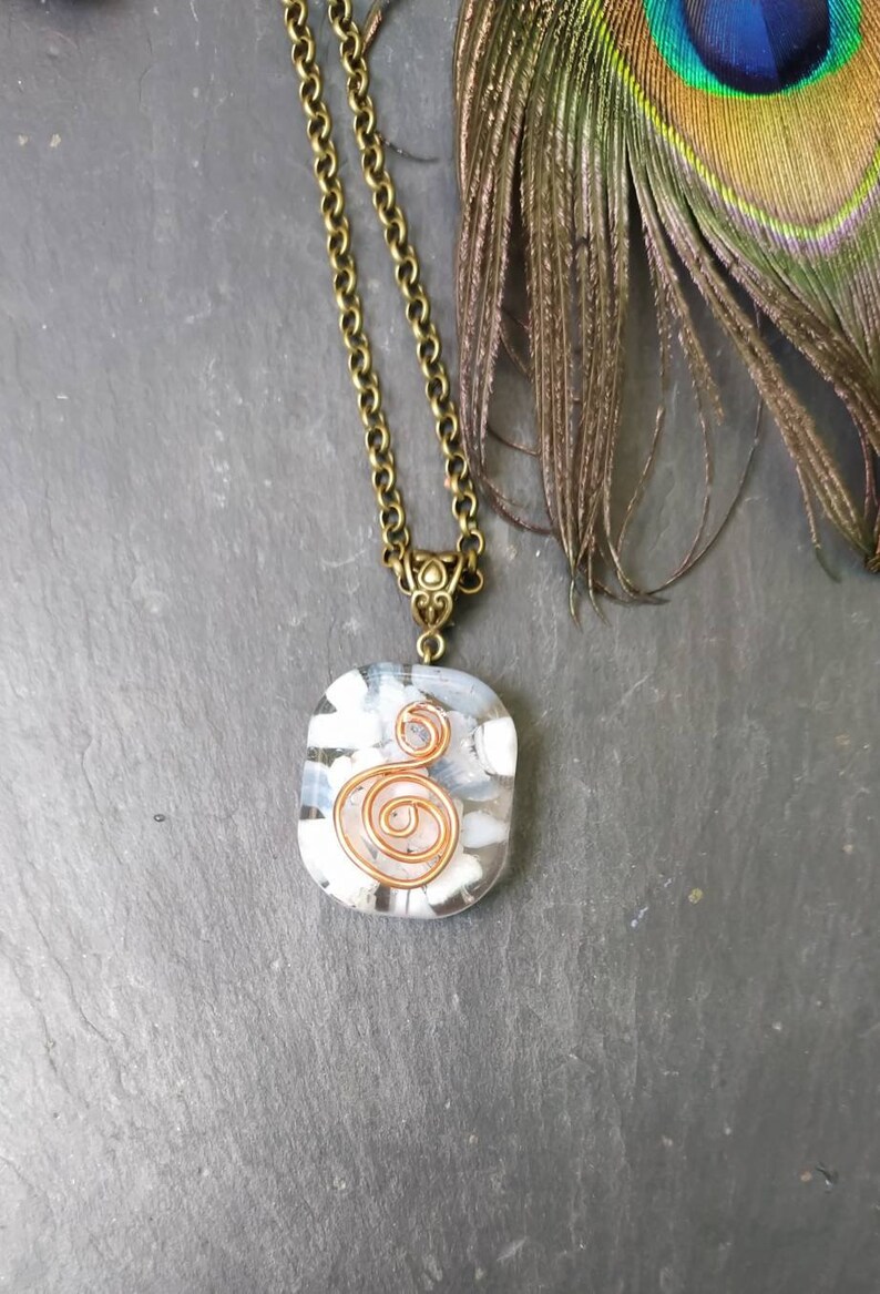 Orgonite necklace with botswuana agate