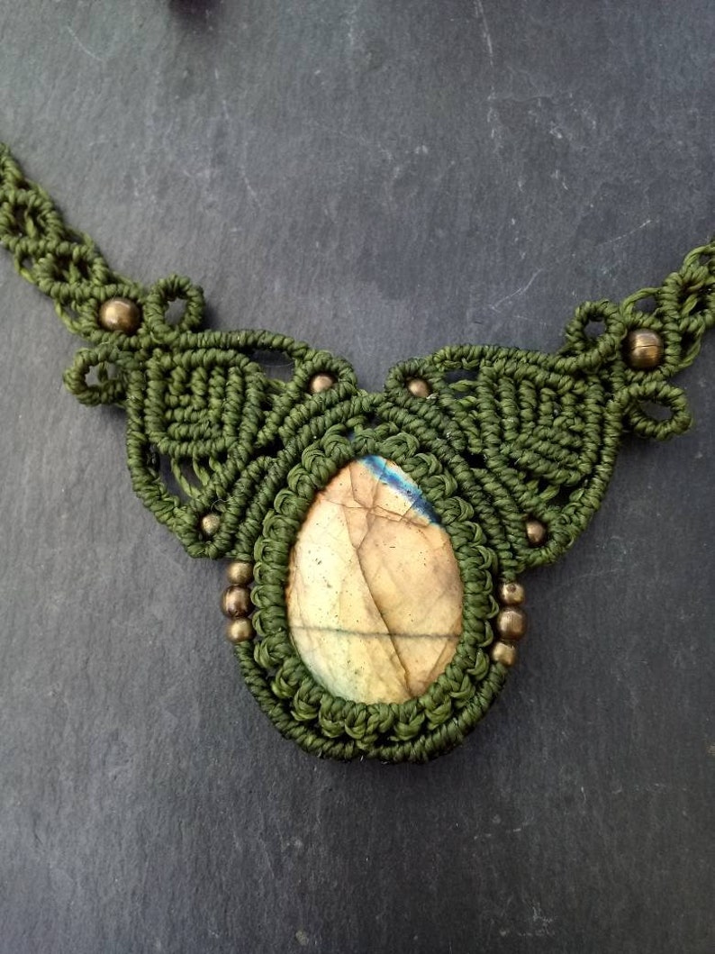 macrame choker Handmade gray macrame necklace