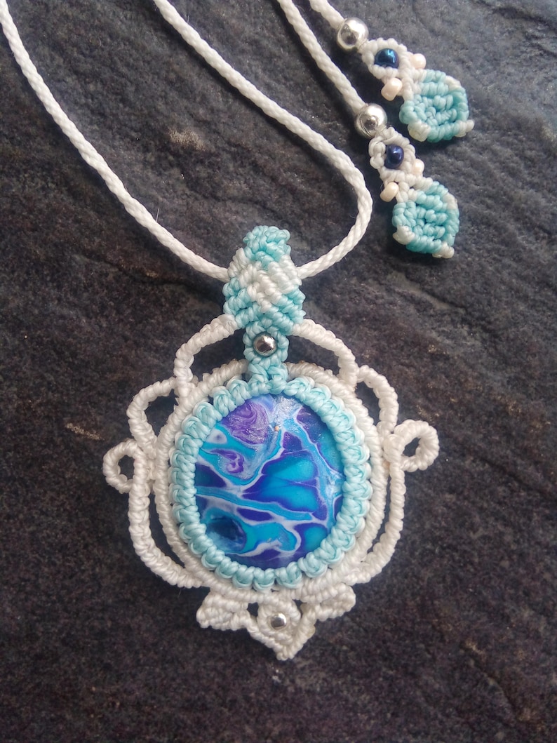 polimery clay macrame vikings clay jewelry,pendant macrame,necklace boho with clay healing jewelry