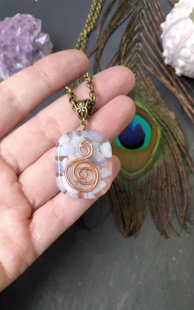 Orgonite necklace with botswuana agate