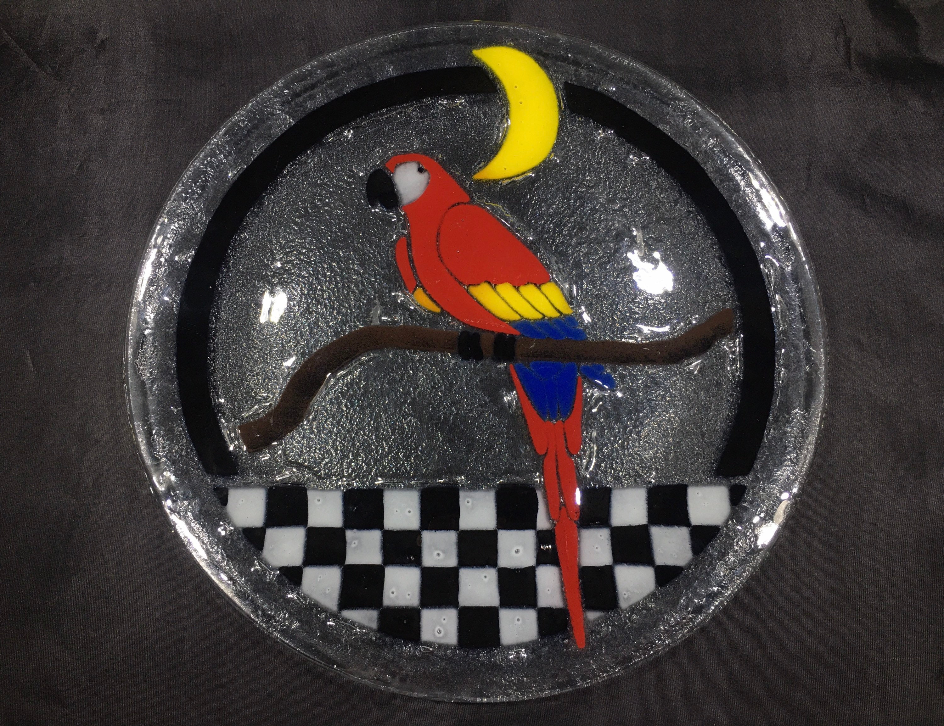 Vintage Signed PEGGY KARR Fused Art Glass Plate 14