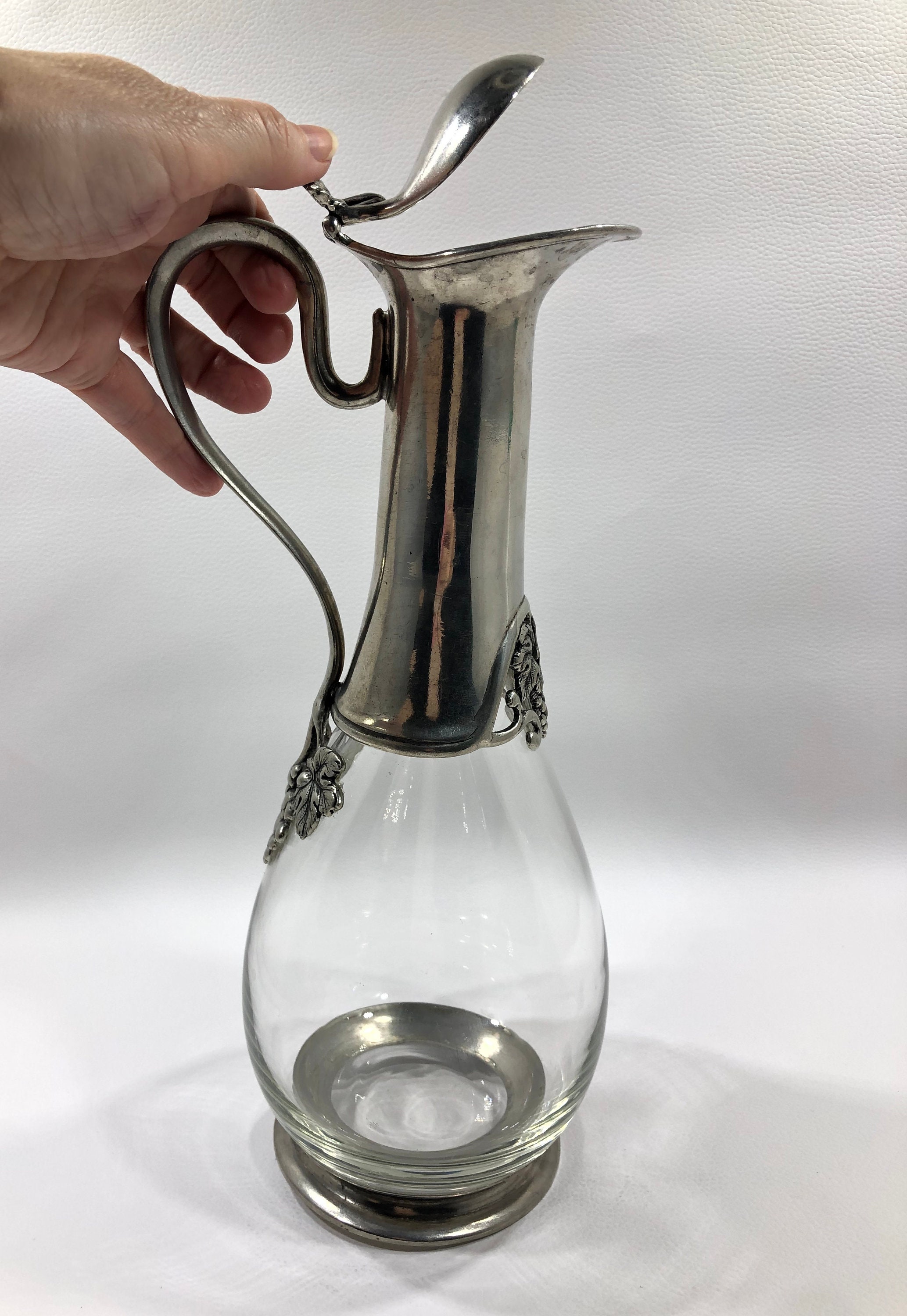 Pewter and Glass Jug with Lid (Art.596)