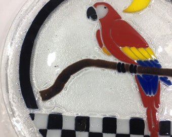 Vintage Signed PEGGY KARR Fused Art Glass Plate 14