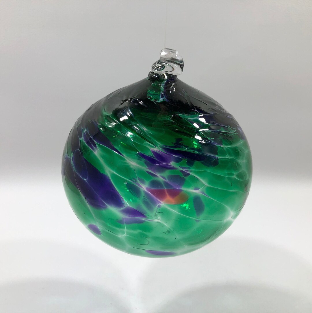 Blown Green/purple SUNCATCHER ORNAMENT ORB 4 Handmade Etsy