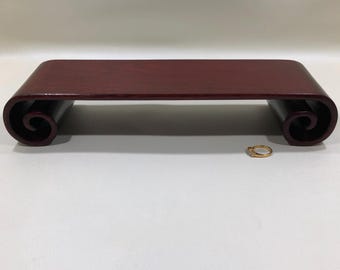 Chinese ROSEWOOD DISPLAY STAND 12" ~ Hand Carved Scrolled Lacquered Riser for Vase/Statue/Bonsai/Ornament ~ Traditional Asian Home Art Décor