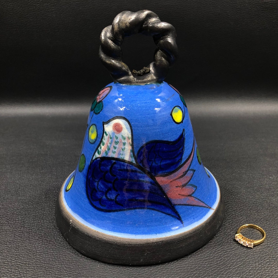 Mexican Burnished Clay Bell with Angels Fine Tonala Pottery