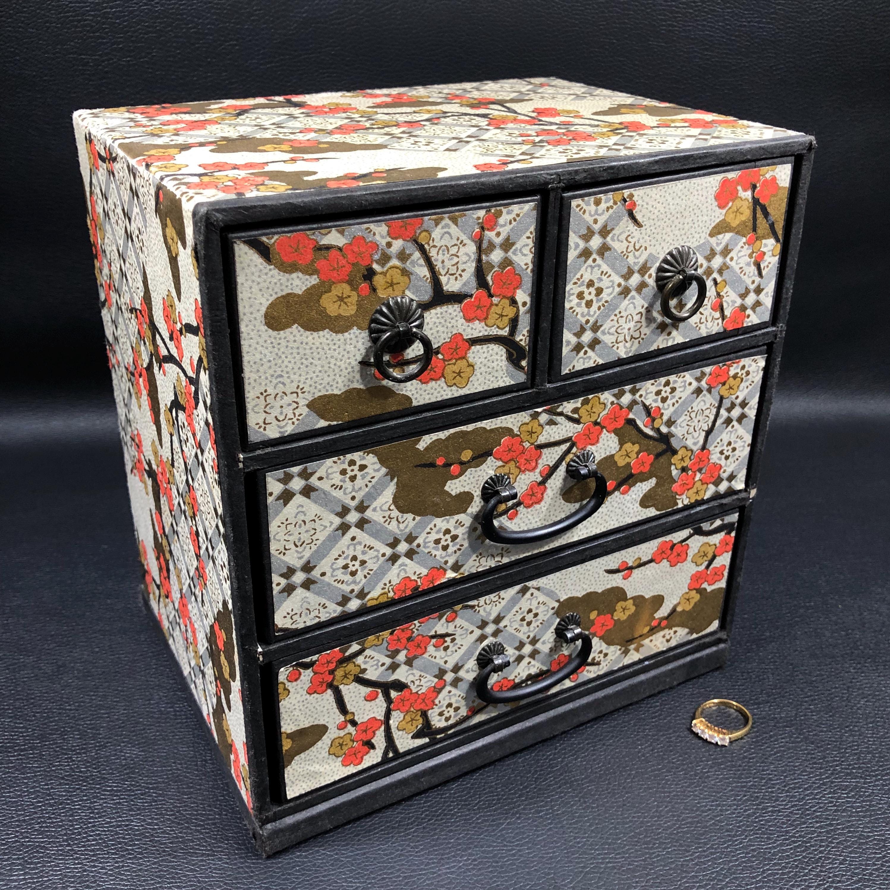 hamachan_dayo　0101 ♡ Japanese Chiyogami Paper Tansu Chest Vtg Haribako 5 Drawers