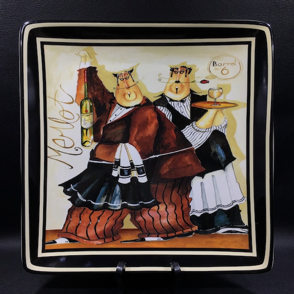 Certified International WINE & ROSES TRAY 'Merlot' by Jennifer Garant 12" ~  French Waiters Display Serving Plate ~ Kitchen Restaurant Decor